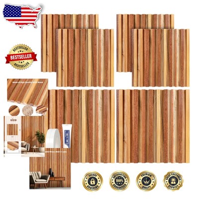 Natural Wood Slat Wall Panels - 6 PCS Bendable, Eco-Friendly & Customizable