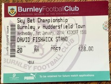 Burnley v Huddersfield Town Championship 1 January 2014 Used Ticket