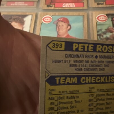 1987 topps pete rose cincinnati reds #393 rare baseball card 1987 Topps Pete Rose Cincinnati Reds #393 RARE Baseball Card