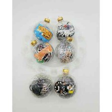 Cat Christmas Ornament Set Of 6 Clear Glass Hand Painted