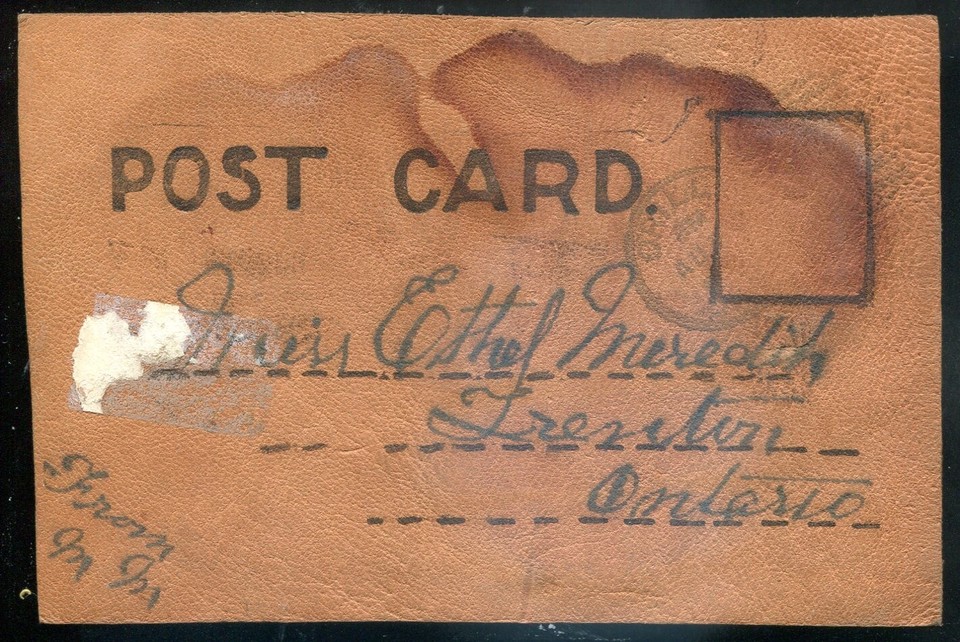 ORILLIA Ontario Leather Postcard 1900s Patriotic Felt Maple Leaf eBay