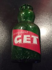 Rare Ancienne Petite bouteille verte pippermint GET  1970 French Old Food