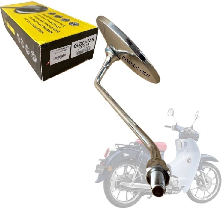 ESPEJO RETROVISOR HONDA CUB C50 C65 C70 C90 CM90 AJUSTE 1 PAR ROSCA CORTA FORMA REDONDA Foto 4 de 4