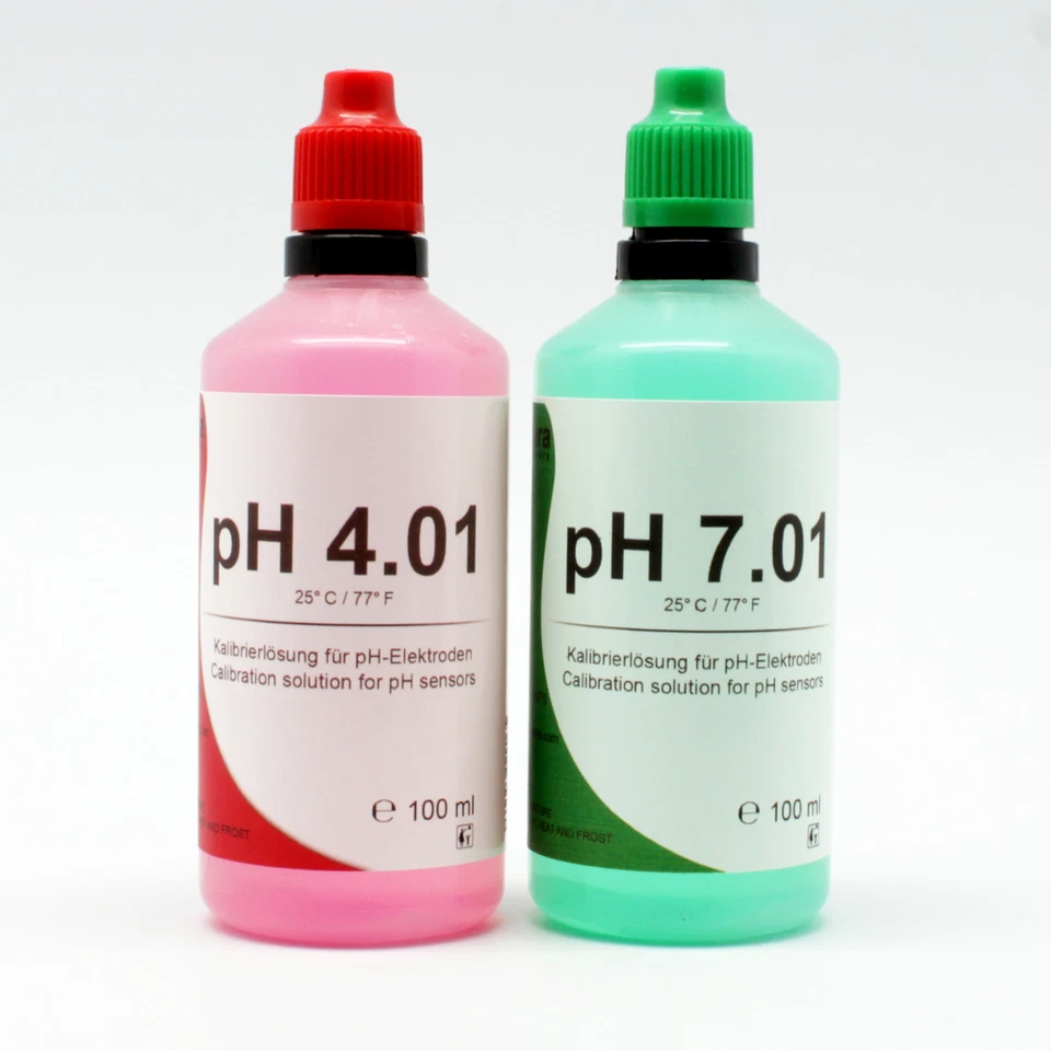 MENSURA pH Eichlösung 100ml + 100ml (4,50€/100ml) pH4+pH7 Kalibrierlösung Buffer