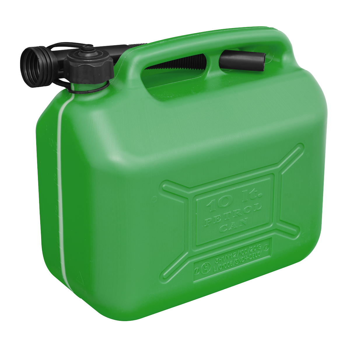 Sealey JC10PG Plastic Fuel Can 10L - Green With Flexible Spout
