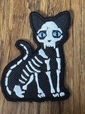 Cat Skeleton/ Halloween Cat Embroidered Patch Iron On/ Sew On