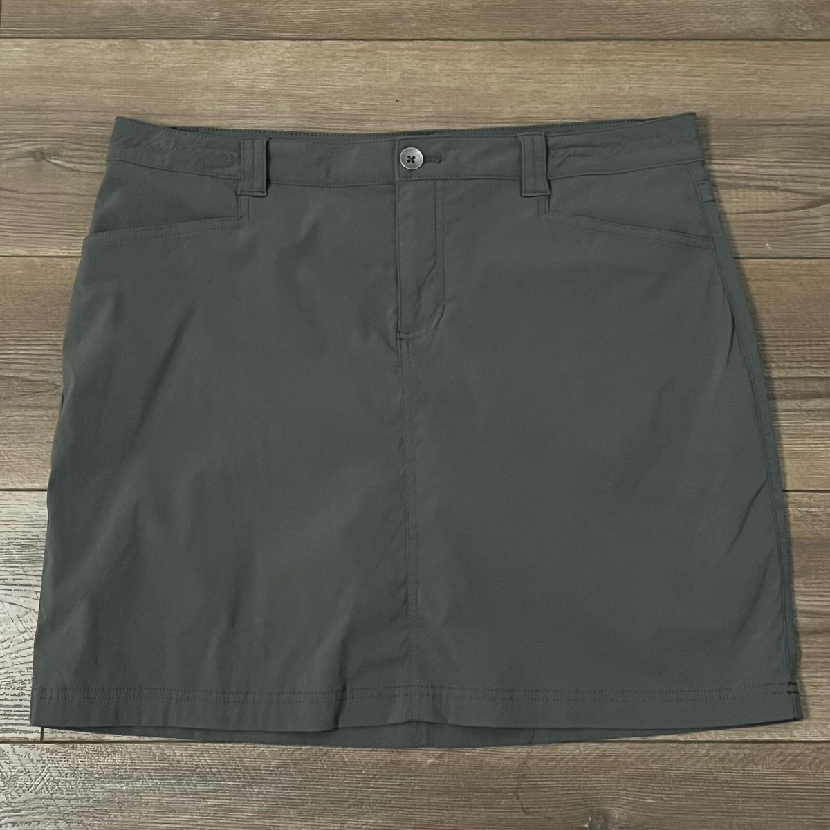 Eddie Bauer Womens Skort Skirt Size 12 Gray Stretch Pockets Golf