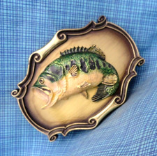 Largemouth Bass Belt Buckle Fisherman Sportsman 3D Enameled Vtg Raintree .GMP116