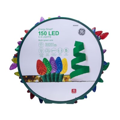 GE Energy Smart 150 C6 Multicolor Faceted Lights on Reel New