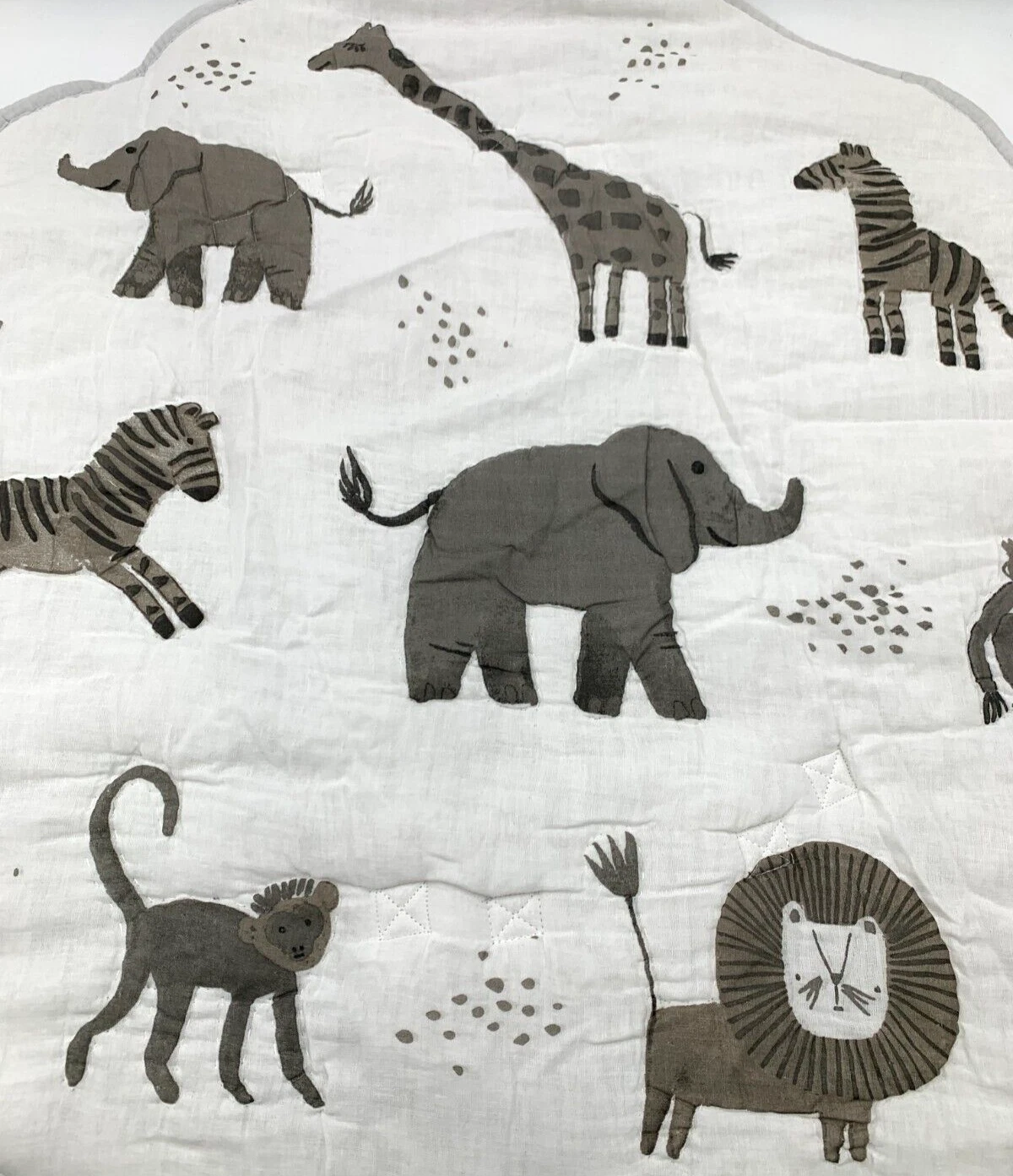 Pottery Barn Kids Lawson Muslin Safari Travel Play Mat Gray 36" diam #8420A