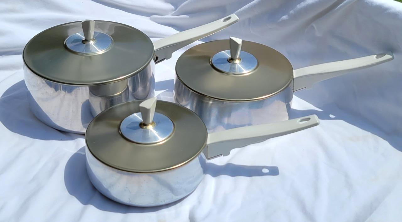 Vtg Regal Vogue Cookware Saucepan Pan Set 6 Pc Aluminum Mid Century