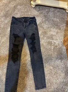 American Eagle Black Distressed Jean - Size 2 Short