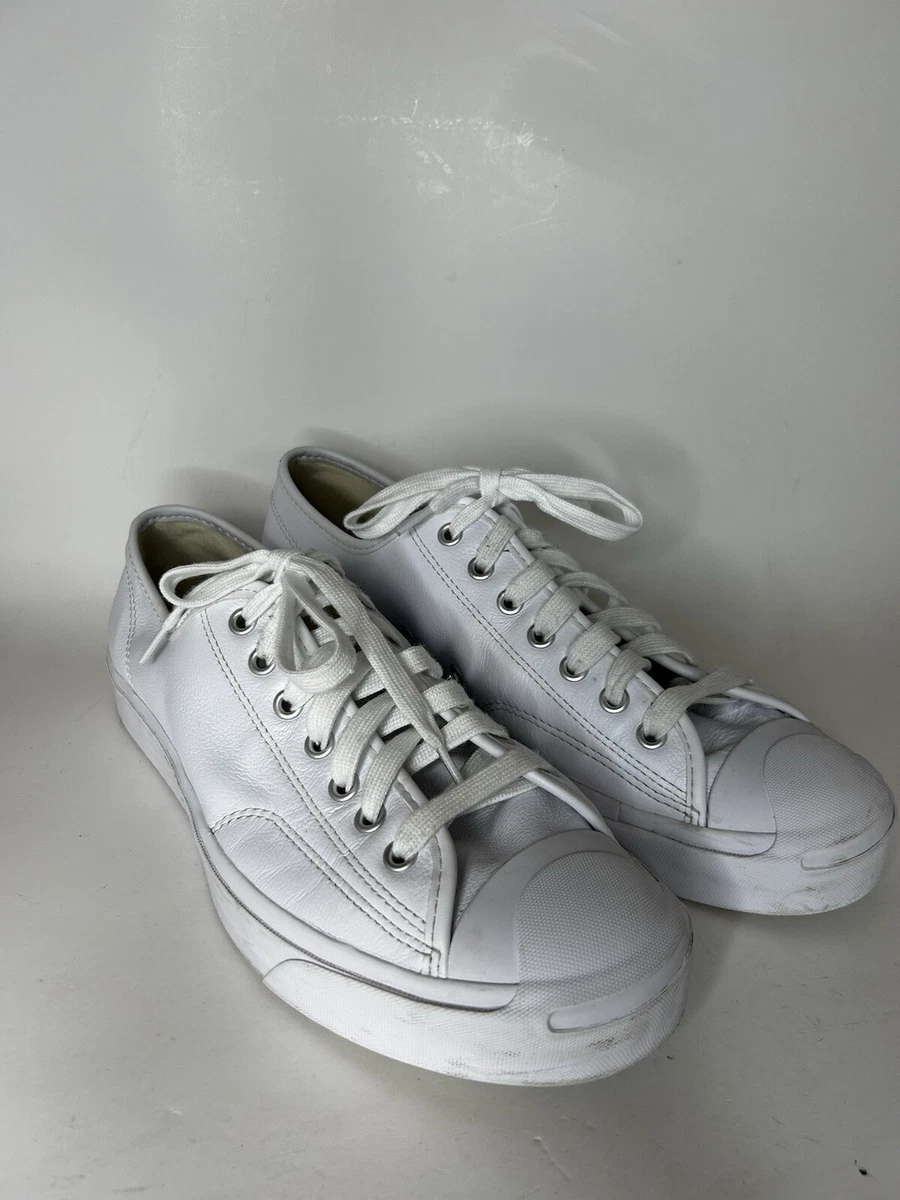 Converse Jack Purcell OX weiß Leder Low-Top Sneaker Schuh Herren 10,5 Damen 12