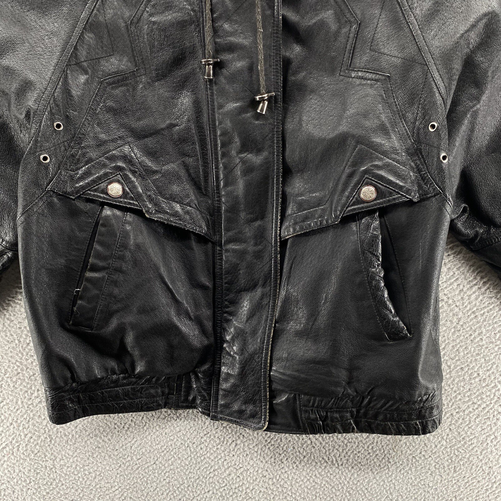 Wilsons Jacket Men Extra Large Black Leather Bike… - image 3