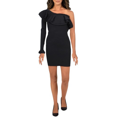 One Shoulder Ruffled Mini Bodycon Dress 