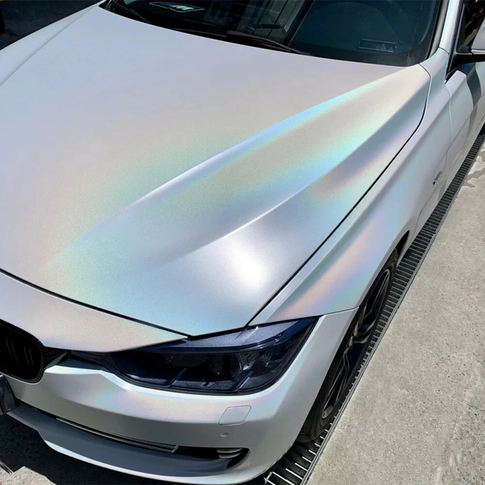 White Matte Chameleon Car Wrap Vinyl Laser Chrome Iridescent Vinyl