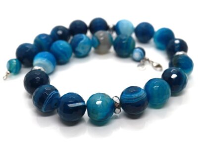 GOLDJUNGE69 * SOGNI D`ORO SILBERZEIT XXL KETTE BLUE-WAVE ACHAT 925er SILBER