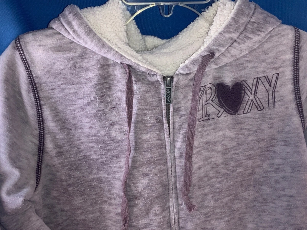 PREOWNED LADIES ROXY LIGHT PURPLE SOFT FLEECE-LINED FULL-ZIPPERED HOODIE -  LARGE