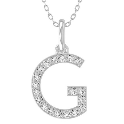 Sterling Silber Diamant Initiale G Buchstabe Anhänger Halskette 18'' Silber Kabel Kette