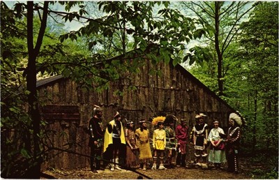 Ohio Frontier Land - Iroquois Longhouse and Indian Lore Postcard Unposted
