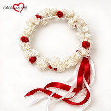 Red  White Rose Handmade Flower Crown   Flower Girl, Hen's Night  Bridal Acces