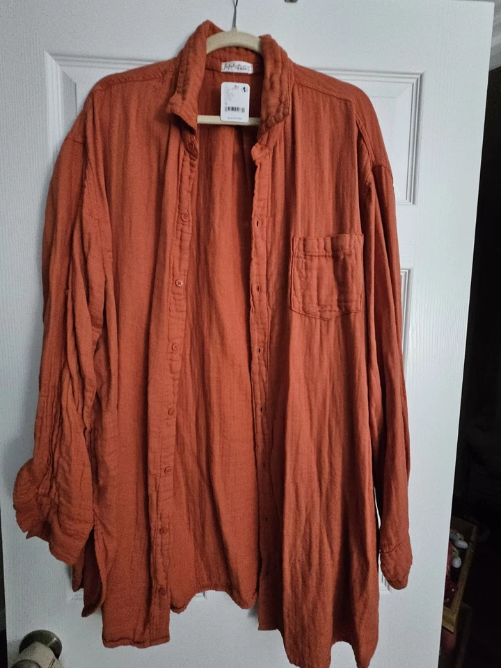 CP Shades x Free People Двойная Ткань Buttondown Terra Cotta XL Новая с ценниками - Изображение 2 из 4