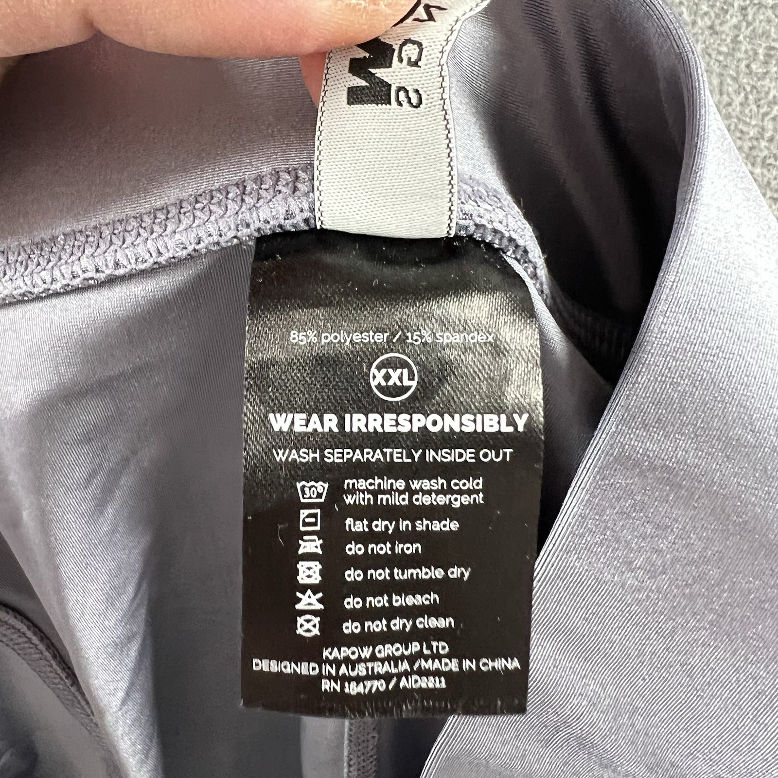 Kapow Leggings Mens XXL Silver Meggings Stretch 2XL Zip Pocket