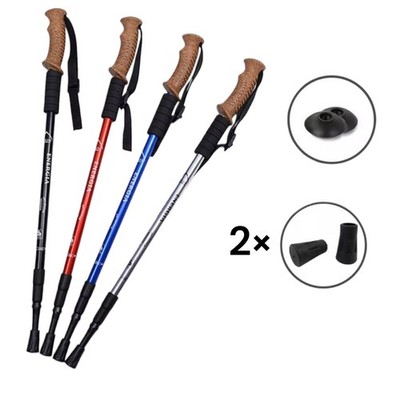 Nordic Walking Paar Alu Teleskop Stöcke Set mit 2 Paar Pads Wandern  Antischock