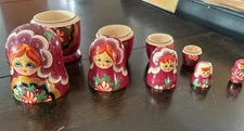 Vintage Russian Matryoshka Nesting Dolls Miniature Set of 5 Wood