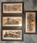 Set of 4 Franklin Mint Railroad Art Pieces Framed And Matted - The Tom Thumb