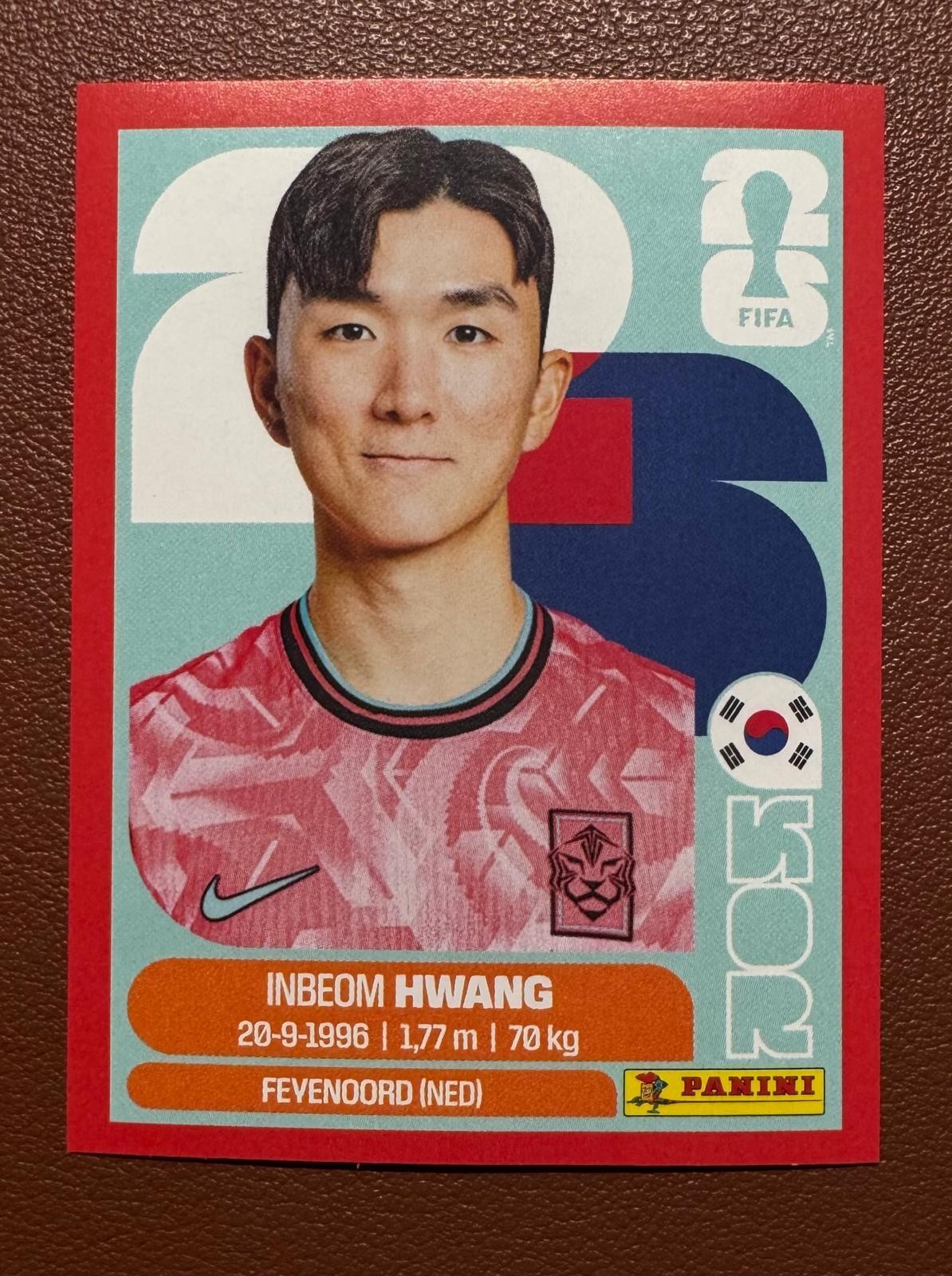 PANINI FIFA STICKER - INBEOM HWANG - RED BORDER - WORLD CUP 2026 - SOUTH KOREA