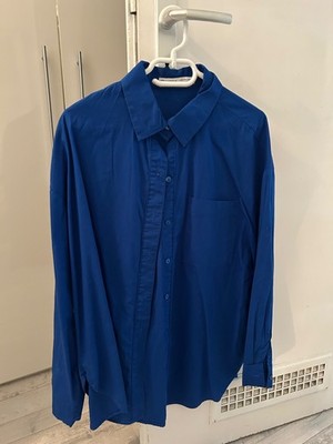 Hemd Bluse Oversize Blau Bershka Gr. S langarm