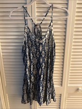 RAGA Navy and Cream Printed Spaghetti Strap Dress medium