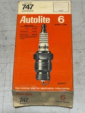 NOS Autolite 747 Spark Plugs Box of 6 New old Stock Made in USA Factory Sealed