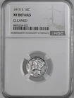1919-S  10C  MERCURY SILVER DIME  NGC XF DETAILS "CLEANED" #8405234-022