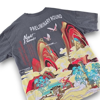 GEDPAMCO HEATHANS Mens Gray Graphic T Shirt Night Runner XL