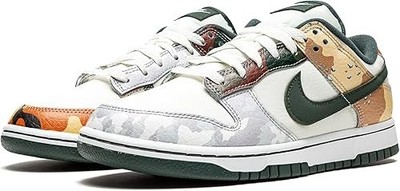 DH0957-001 Nike Dunk Low SE Sail Multi Camo White Vintage Green Orange (Herren)