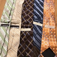 Michael Kors Men's Ties Lot of 5 Multicolor Woven Striped Plaid Geometric