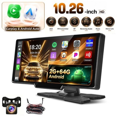 10.26Zoll 2G+64G Android 15 Apple Carplay Autoradio GPS Navigationsgerät Kamera