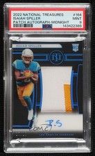 2022 National Treasures Midnight 15/20 Isaiah Spiller PSA 9 MINT Patch Auto 8d9
