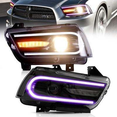 VLAND RGB LED Scheinwerfer für Dodge Charger 2011-2014 Blinklichtern Sequential