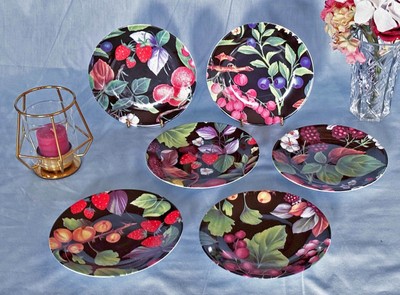 Deshoulières 6 secret garden dessert plates - 4 colors