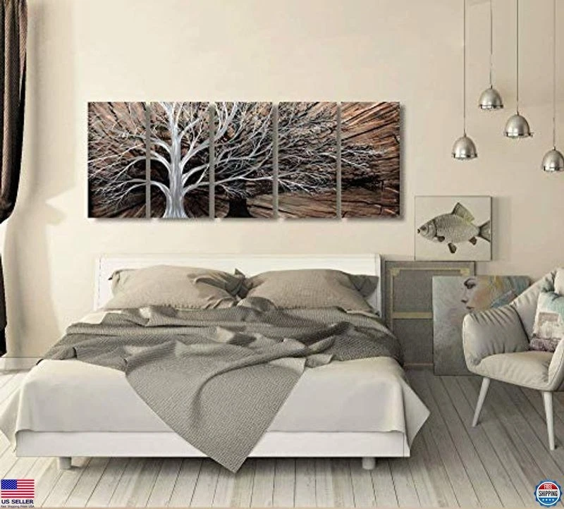 Juego de arte de pared de metal Tree of Life - Decoración de escultura de aluminio 3D artesanal Foto 3 de 4