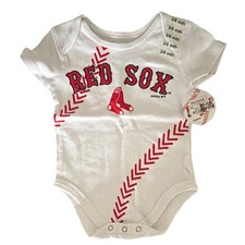 Red Sox Team Store White Baseball Stitch Short Sleeve Bodysuit 3-6 Months