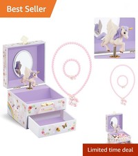 Kids Musical Jewelry Box for Girls with Drawer and Jewelry Set with Brave Uni...