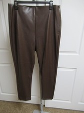 MISSES Old Navy Brown Faux Leather HR Skinny Side Zip Pants SZ 14 MSRP 44.99
