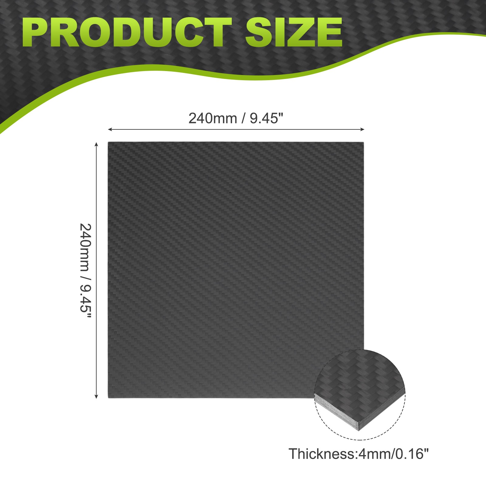 240 x 240 x 4mm Carbon Fiber Board Plate Matte Twill Weave Panel Sheets