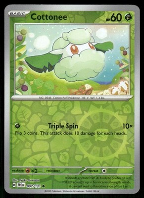 Cottonee 007/131 Prismatic Evolutions Pokemon Reverse Holo Near Mint