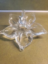 Elegant Clear Glass Flower Sculpture - Art Piece. Could Use As Bud Vase