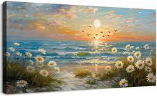 Canvas Wall Art for Living Room Large, 30"X60" XXL Daisy Seagull Pictures Prints